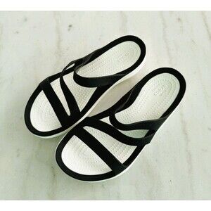 Crocs Iconic Comfort Women’s Z Sandals Black & White Size 6 Womens